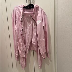 Nike Light Pink Full-Zip Hooded Jacket set with crop pants